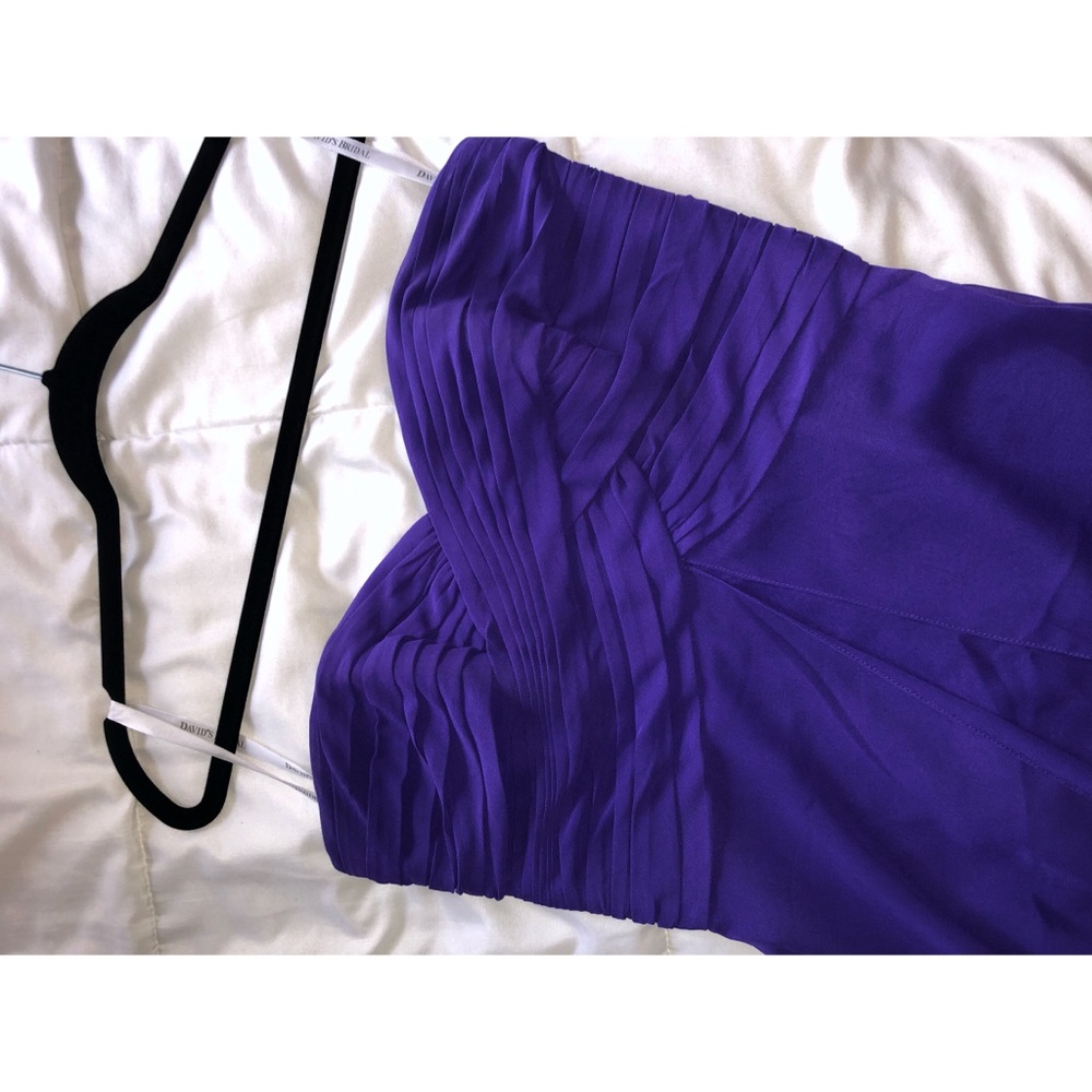 David’s Bridal purple hi-low bridesmaid dress